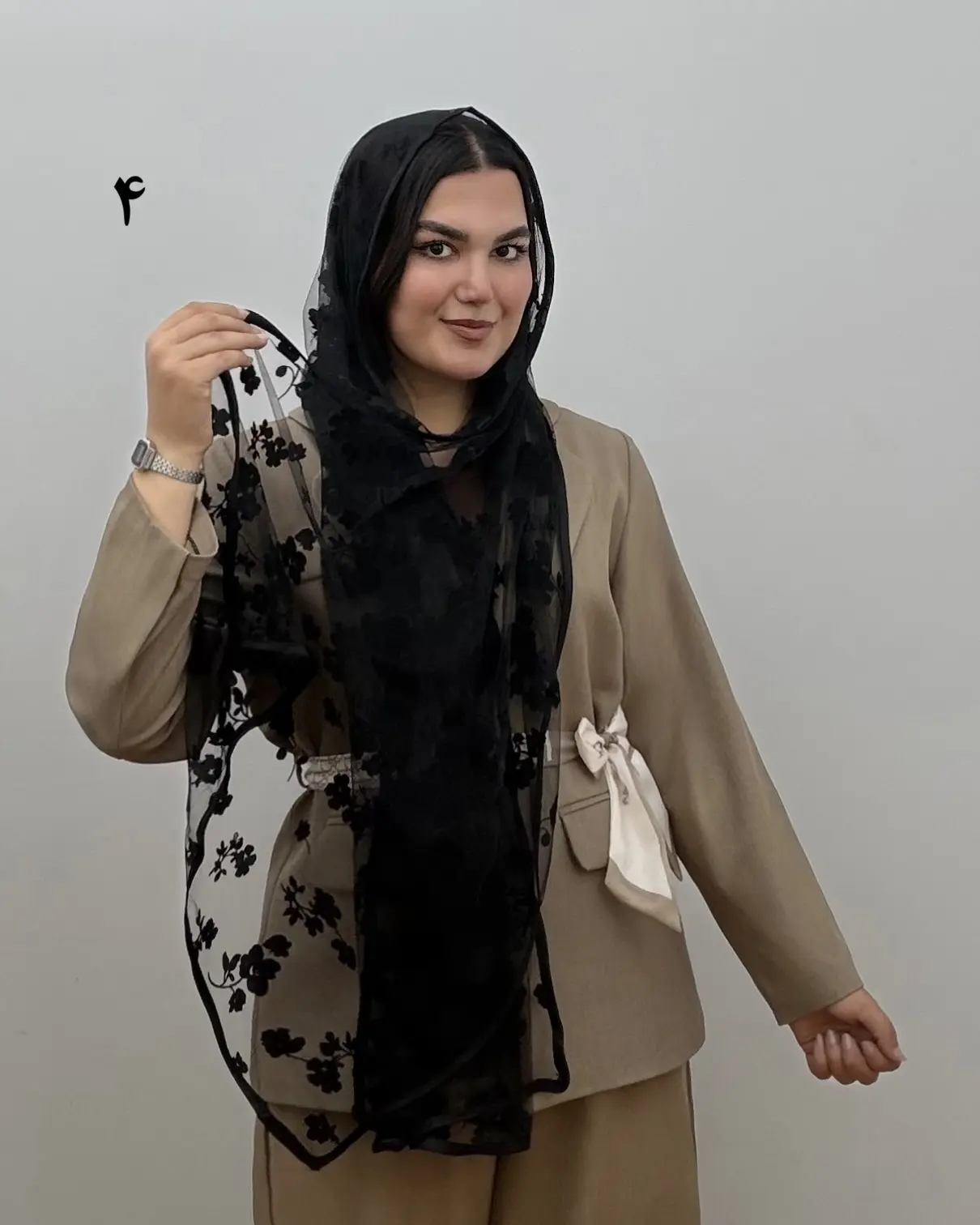 شال توری مشکی مجلسی